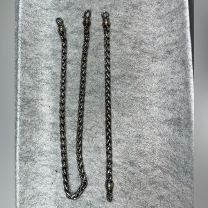 David Yurman necklace bracelet set vintage 14K Gold Sterling Silver Wheat Chain